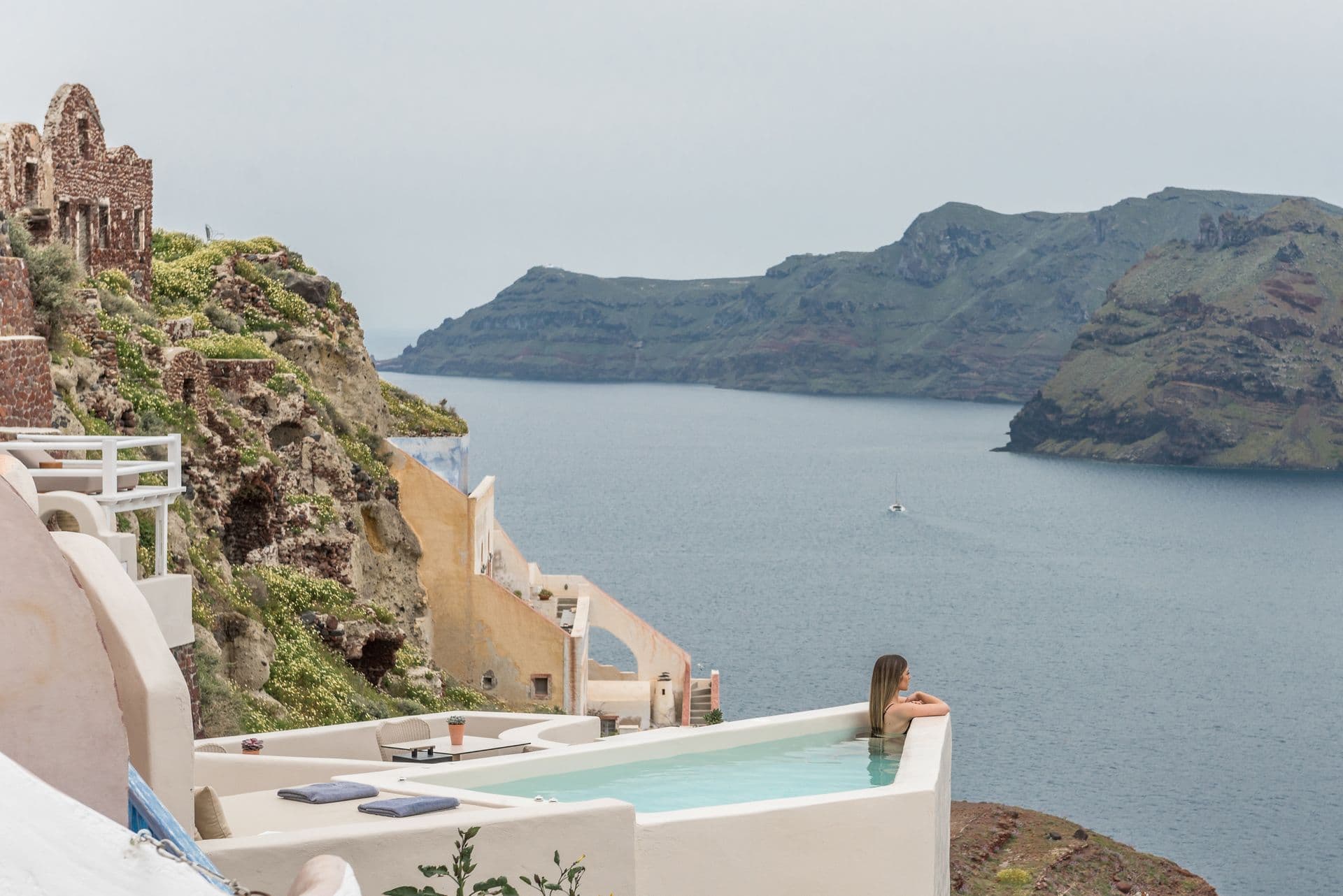 Aegean Exclusive Suite with Outdoor Heated Pool | Panoramic Sea-Caldera-Bay & Direct Sunset Views