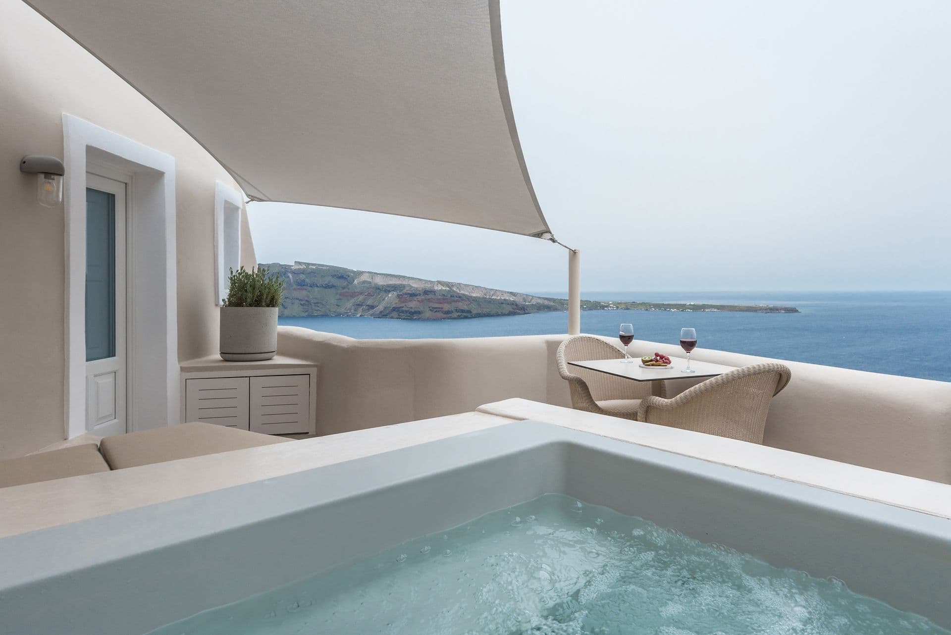 Volcano Junior Suite with Outdoor Jacuzzi | Sea-Caldera & Sunset Views